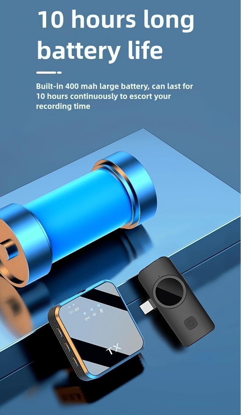 Professional Wireless Lavalier Microphone with Intelligent Noise Reduction 360° Omnidirectional Condenser Windscreen for Recording Live Streaming Podcasting Bluetooth Android