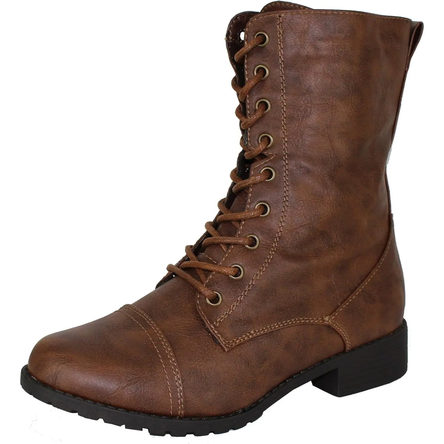 Women's Fashion Combat Boots, Military Style Lace-Up Ankle Boots with a Knit Fabric Cuff and Low Heel for Outdoor Wear, Black, Navy, Laces, Ankle Cuff, Female, Knit Cuff