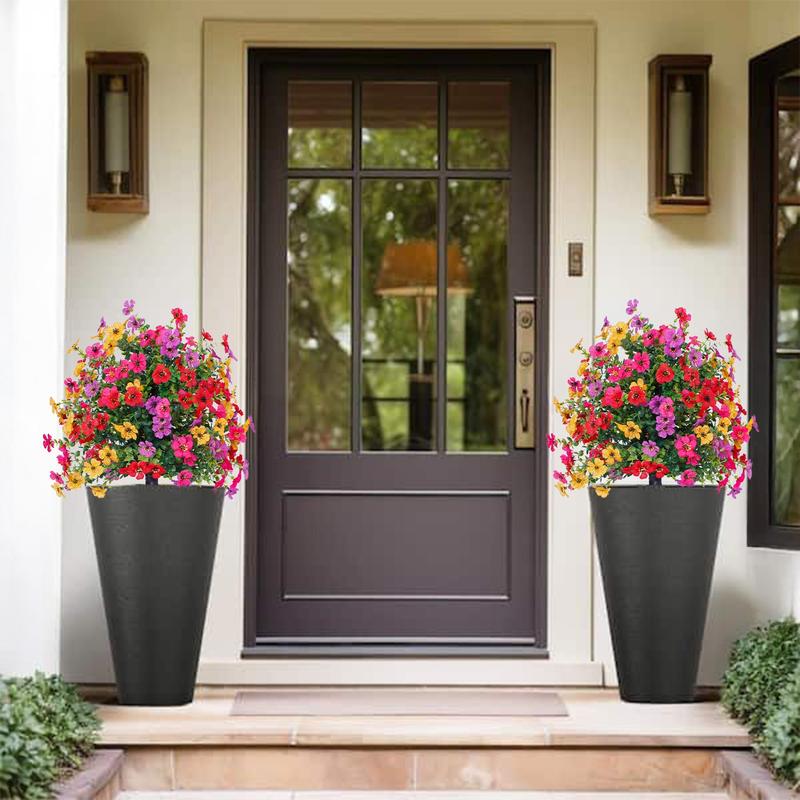 Artificial Flowers for Outdoor Indoor Garden Home Decoration, Faux Flower Daisy with Eucalyptus Leaves Fake Plants Greenery Boxwood Porch Patio