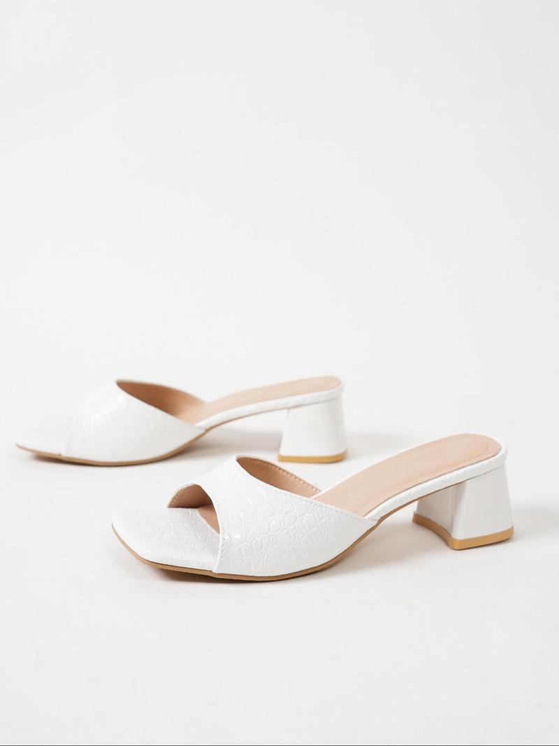 Women's Solid Color Stiletto Heeled Open Toe Sandals, Elegant Fashionable Square Toe Sandals for Party, Daily Clothing Decor for Women & Girls, Footwear