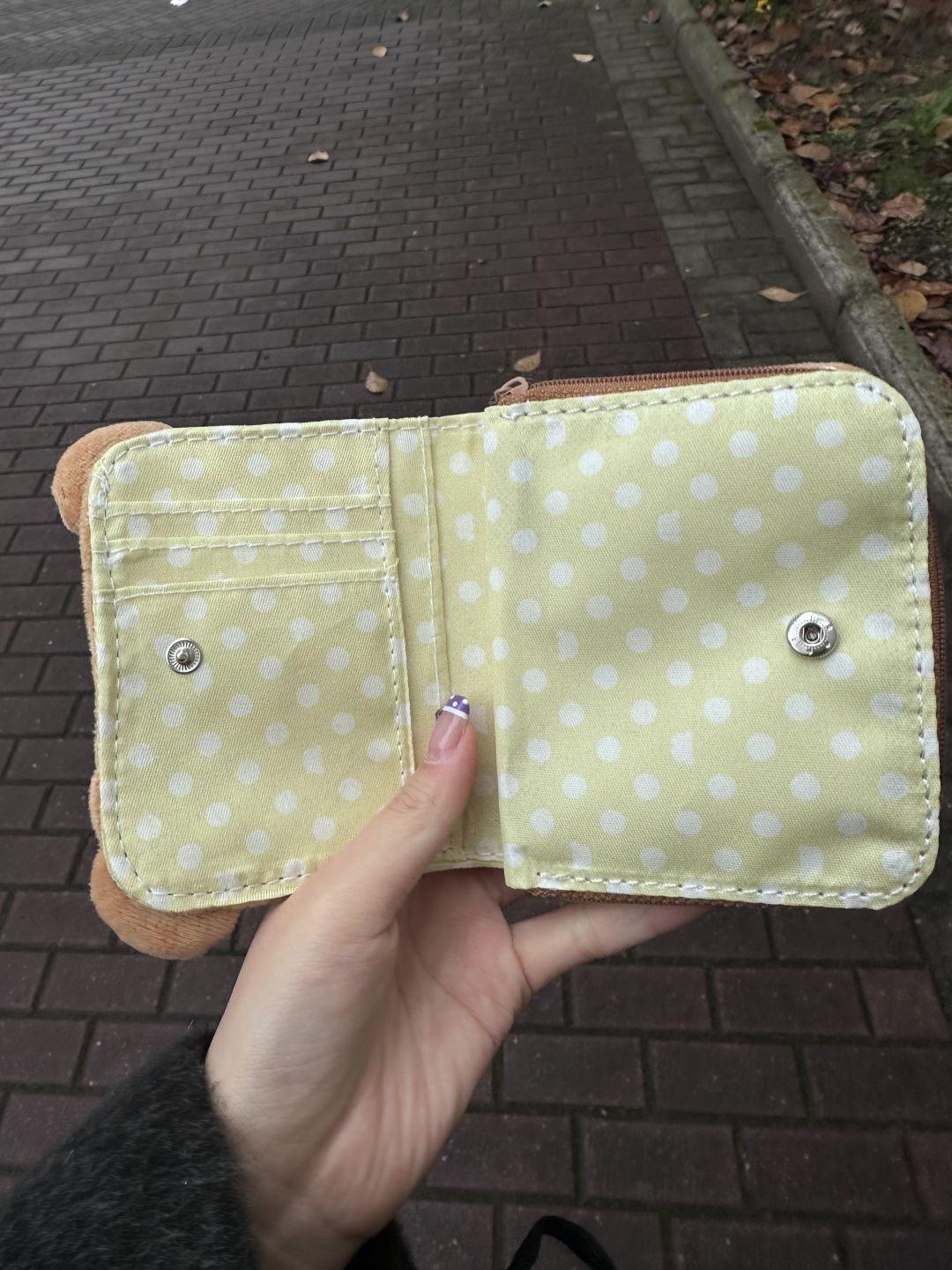 Japanese Cartoon Cute Teddy Bear Classic Zero Wallet Short Card Bag Portable Wallet Anime Plush Storage Bag New Year'S Gift