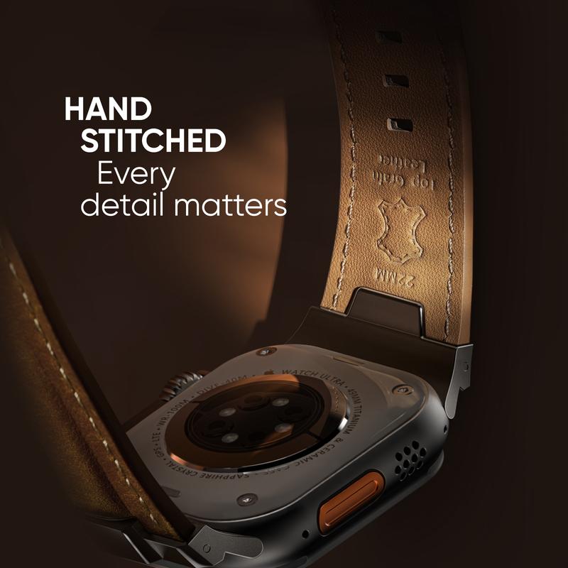 Suitisbest Genuine Leather Band for Apple Watch Ultra Band 49mm 46mm 45mm 44mm 42mm, Retro Leather Strap Replacement Band for iWatch Ultra Series 11 10 9 8 7 6 5 4 SE