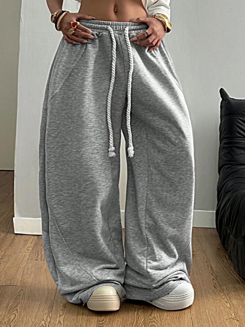 Women's Fall/Winter Streetwear Going Out Back To School Break Oversized Elastic Waistband Comfortable Scimitar Pants Sweatpants