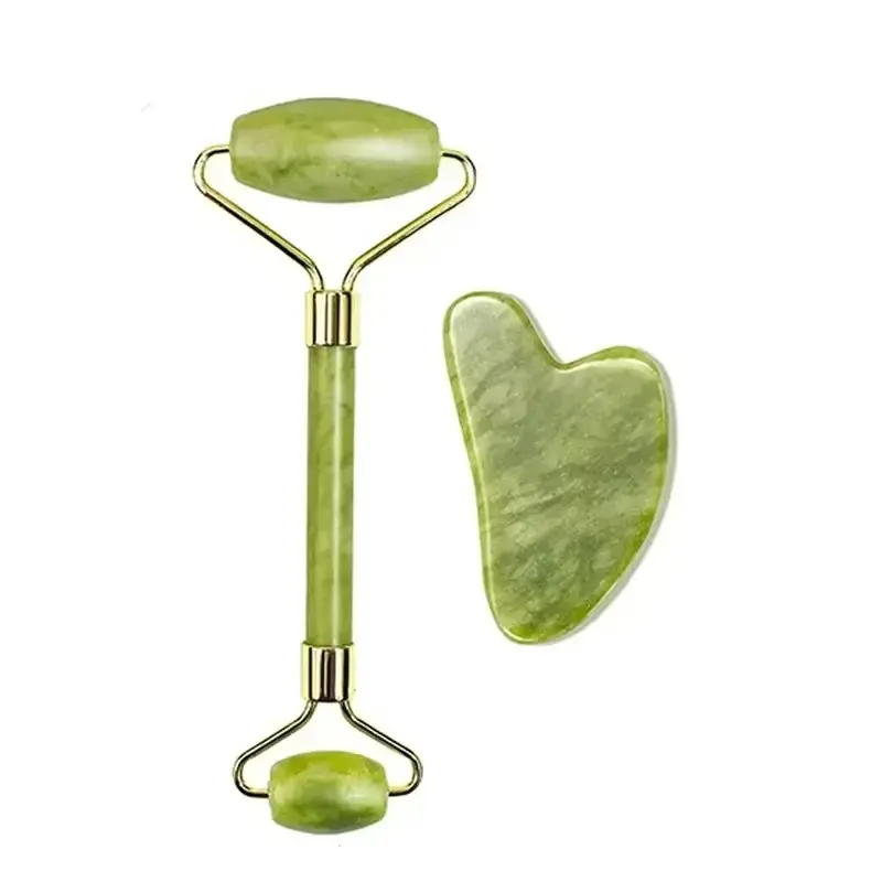 Natural Jade Roller Massager Beauty Tool Self Care Tools Skin Care Tools Facial Care Tools for Face Body Back Foot Massage Roller Facial Liftting Anti-wrinkle Double-end Gua Sha Jade Stone