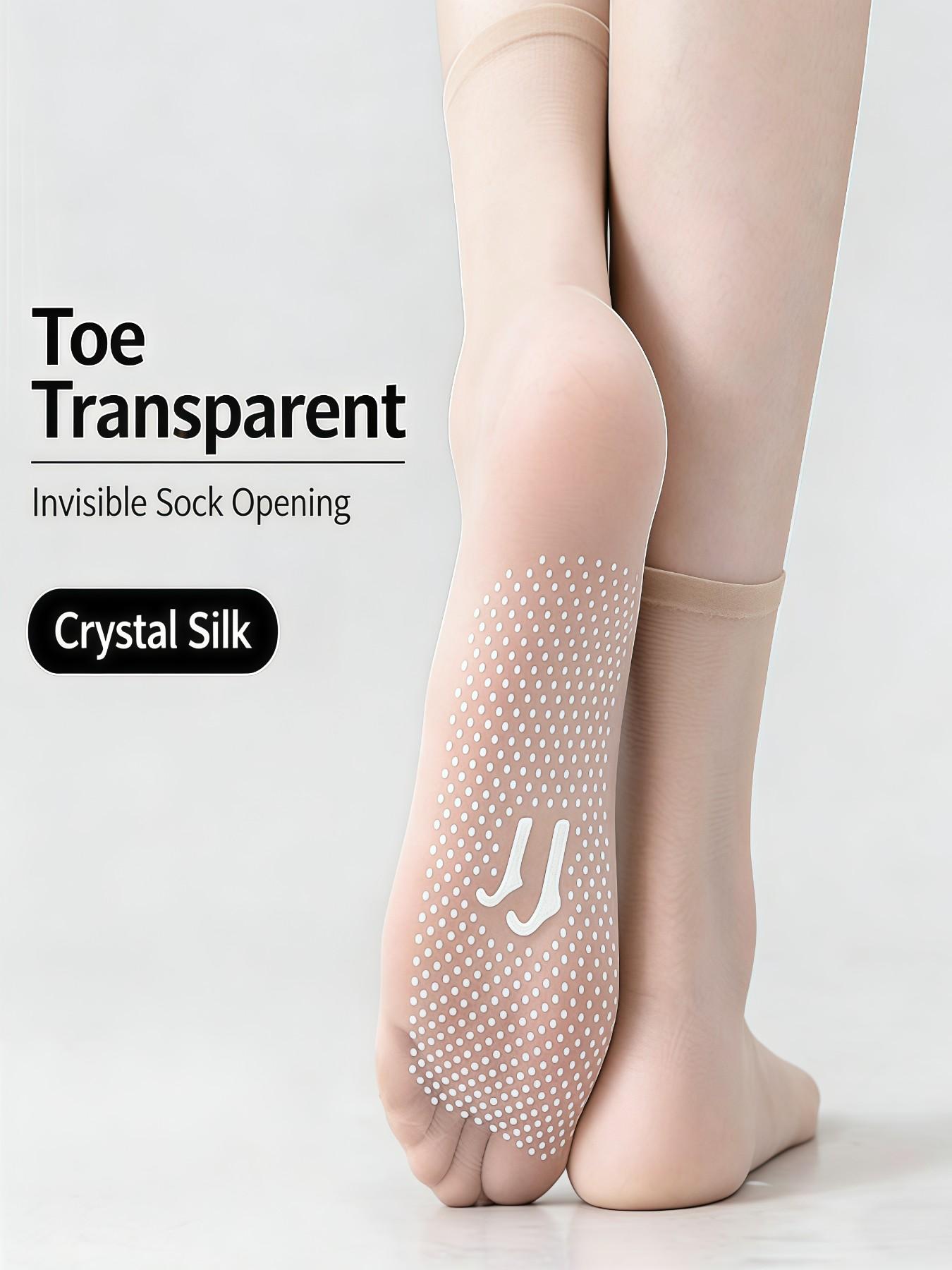 10 Pairs Summer New Invisible Crystal Socks, Ultra-Thin Seamless Anti-Slip Massage Bottom, Transparent Low Cut Short Stockings