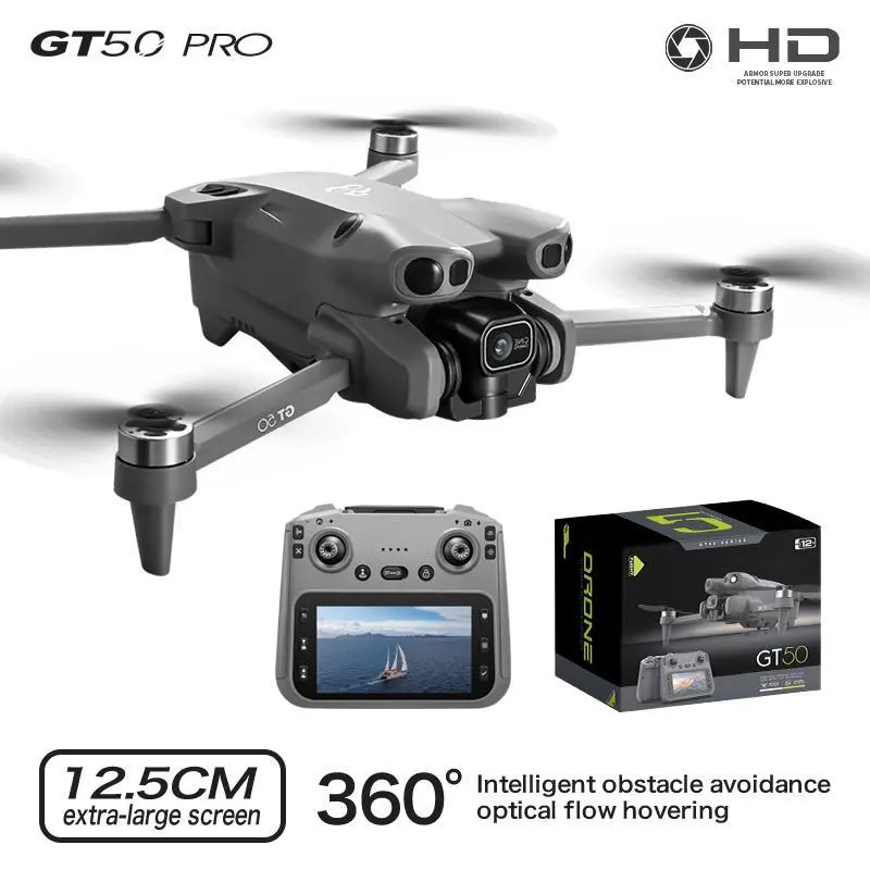 12.5CM Large Screen Remote Control Camera Drone, Foldable FPV Quadcopter, Altitude Hold, LED Light for Adult Aerial Photography
