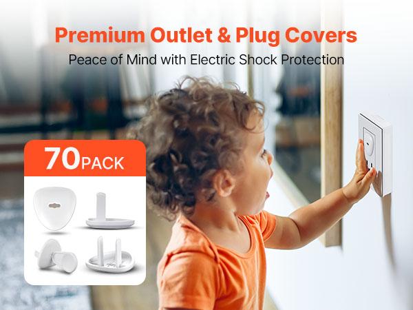 VEVOR Outlet Covers, 70 Pack, Plug Covers for Electrical Outlets, Secure Electric Socket Protector Caps with Shock Prevention, Easy Installation, Insulated ABS, for Home Wall Power Sockets, White