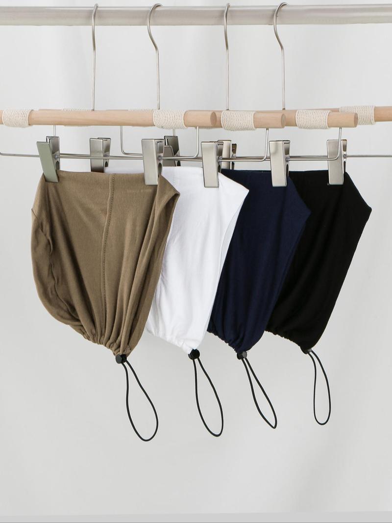 Women Modal Turban Hijab Caps with Tie Back, Adjustable Jersey Wraps, Solid Color Basic Underscarf Abaya Accessory, Daily Wear Veil