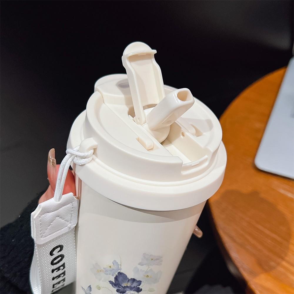 Abstract Floral Coffee Cup, Portable Insulated Tumbler, Keeps Drinks Hot/cold, Boho Style, Ideal for Office, Travel, Sports, Golf