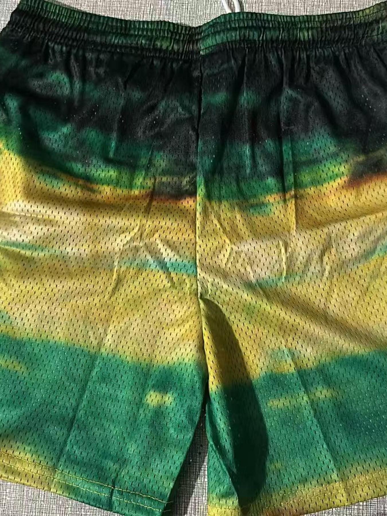 American Style Bktsqd Oil Painting Mesh Breathable Quick-Dry Four-Quarter High-Quality Gym Shorts for Men, Summer Fashion