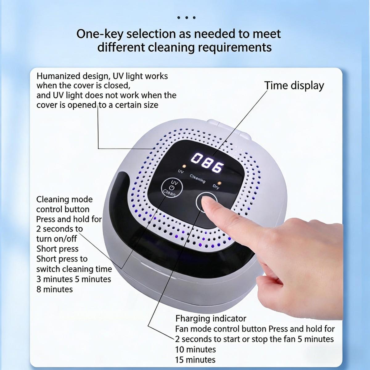 Ultrasonic Dental Retainer Cleaner, 45khz Ultrasonic Wave Technology, Three Cleaning Modes, Digital Timer Function, Capacity 180ML