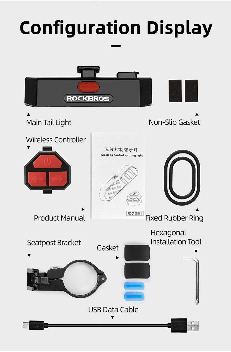 ROCKBROS Bicycle Rear Light Waterproof Saddle Tail light A54BK/WR01