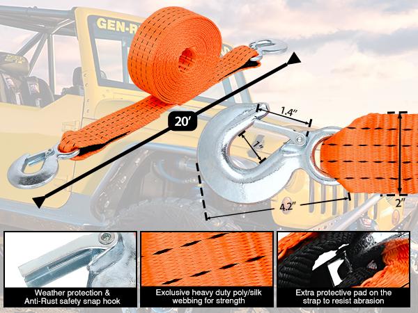 Nilight Tow Strap Heavy Duty with Safety Hooks 2”x20’ 10,000LBS Breaking Strength Towing Strap Rope for Trucks Vehicles Towing Accessories Cable Trailers Car  dealsforyoudays