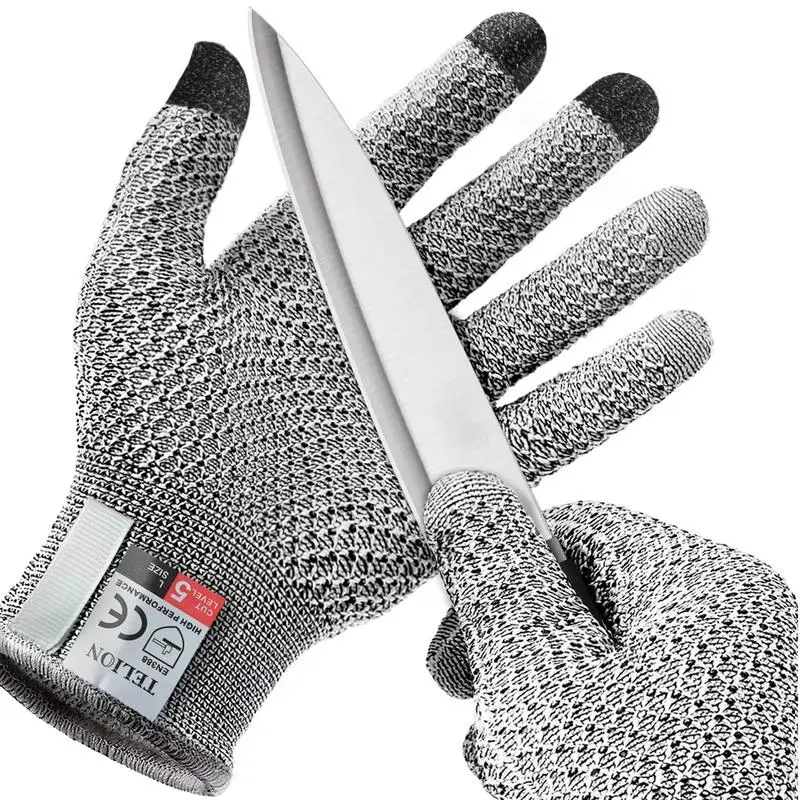 Level 5 Cut Resistant Touchscreen Gloves, Viral Pineapple Pattern Safety Gloves, Food Grade Hand Protection, Anti-Cut Wear Resistant, Ideal for Kitchen Prep, Fish Filleting and Meat Butchering Tasks