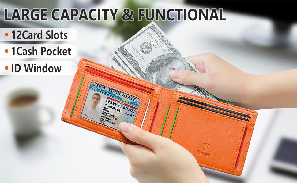 GSOIAX Slim Wallet for Men Leather Carbon Fiber RFID Blocking Minimalist Front Pocket Bifold mens Wallet with ID Window,12 Credit Card Holders with Gift Box GSOIAX Slim Wallet for Men Leather Carbon Fiber RFID Blocking Minimalist Front Pocket Bifold mens Wallet with ID Window,12 Credit Card Holders with Gift Box
