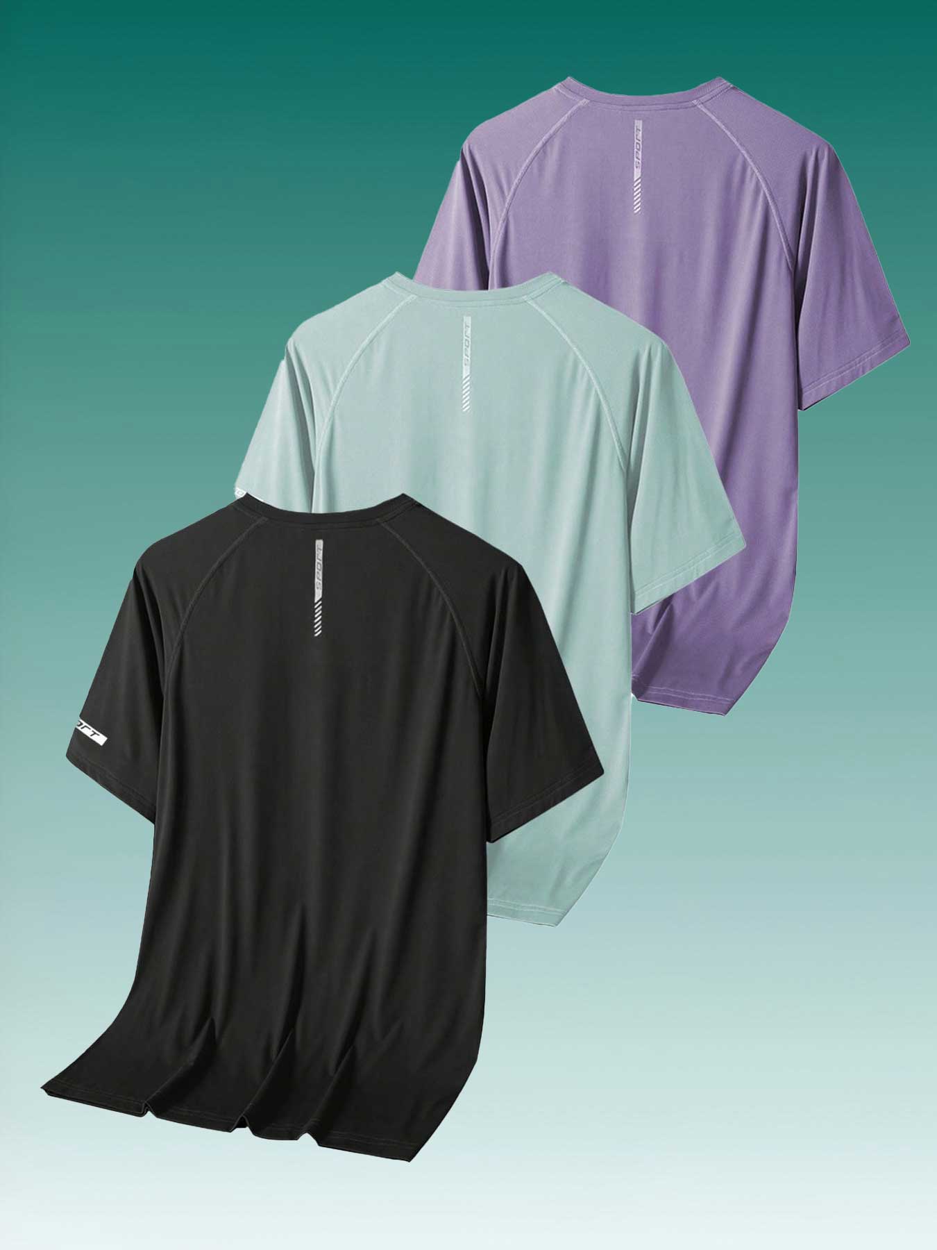 Women's Outdoor Quick-Dry Short Sleeve Running Sports Breathable Lightweight Training Top Shirt, 3 Piece Set, Casual Summer Wear