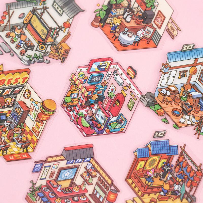 Mini 3D Sticker Scene Set, Sticker Packs, DIY 3D House Stickers for Home Decoration, Relaxing Craft Kit for Adults, Perfect Christmas and Birthday Gift