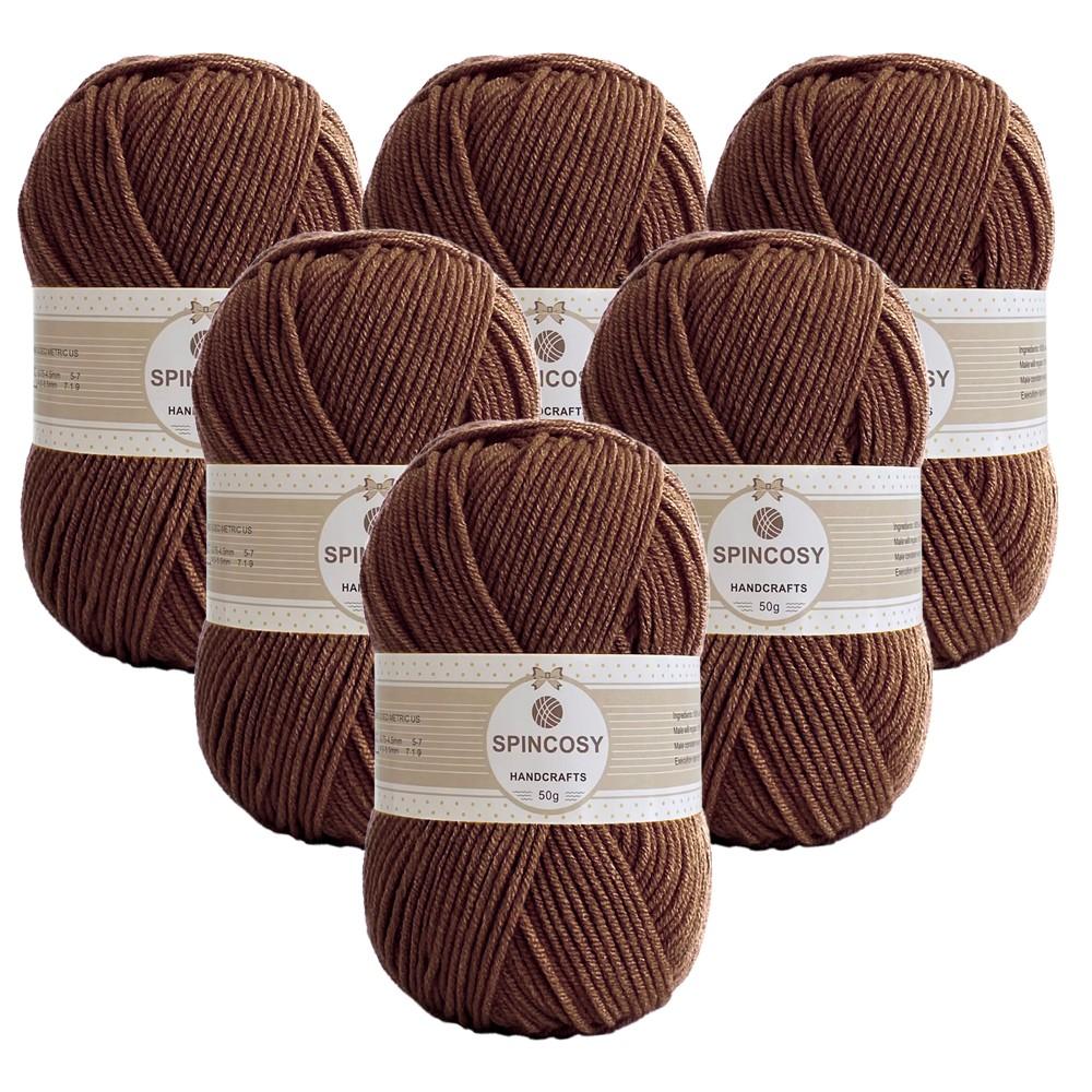 6 Color Macaron Acrylic Yarn Balls, 50g Lightweight Knitting Thread, DIY Spring Summer Crafts, Travel Handmade Kit, Gift Set