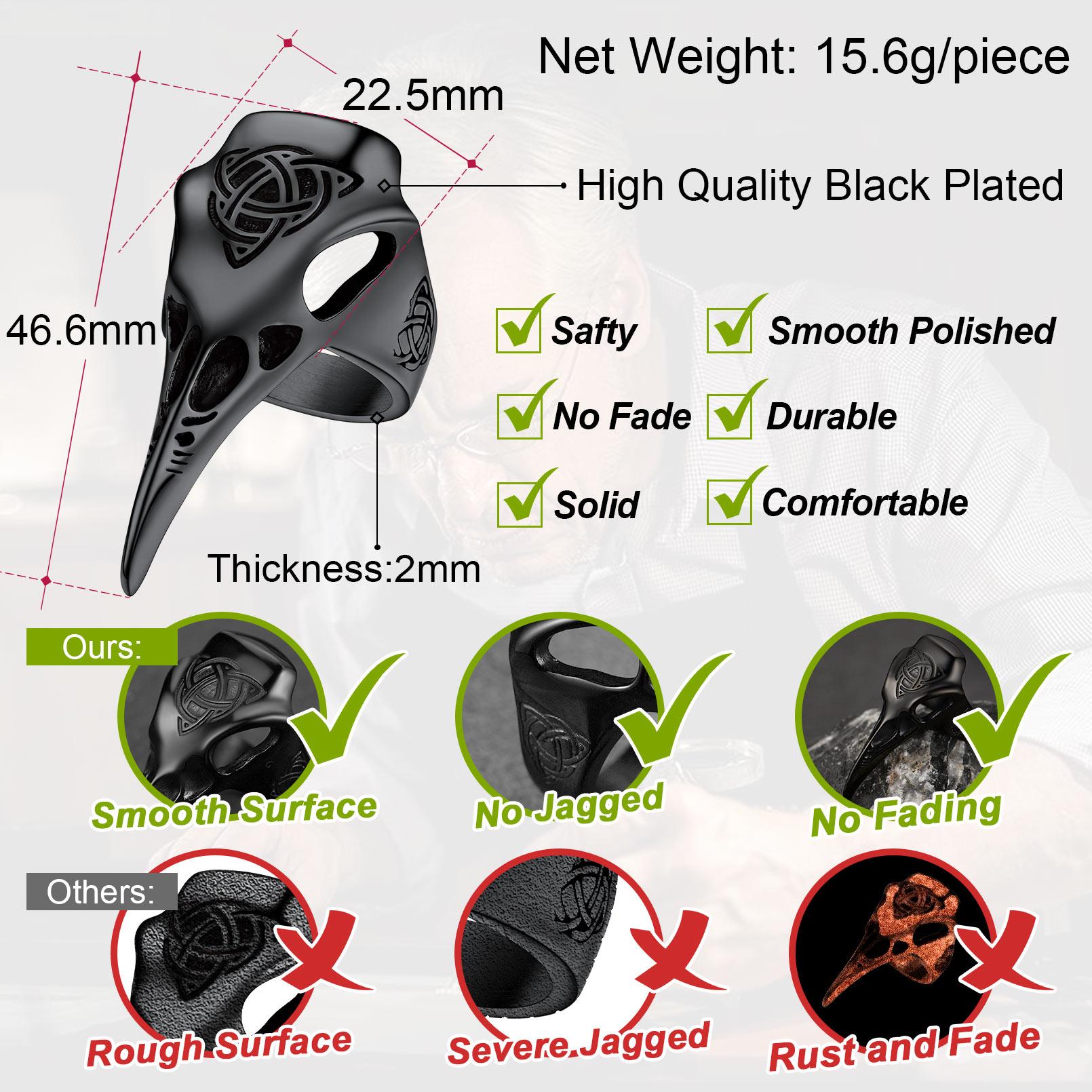 U7 Men's Raven Celtic Knot Rings Mens Raven Compass Rings Norse Viking Jewerly Stainless Steel U7 Men's Raven Celtic Knot Rings Mens Raven Compass Rings Norse Viking Jewerly Stainless Steel