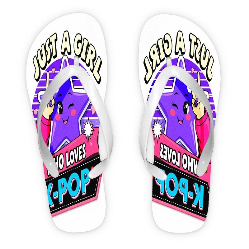 2026 Summer New Women'S K - POP Star Graphic Flip Flops, Open Toe, Flat Heel, Multiple Colors|Sizes Available, Lightweight & Comfortable, Perfect for Mother'S Day, Easter, Holiday Gifting, All - Season Wear, Dry - Clean Recommended, Women Shoes