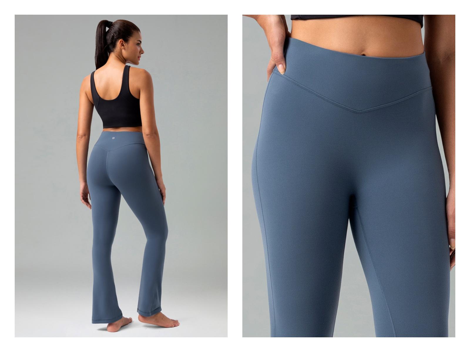 Colorfulkoala Women's No Front Seam 29.5" High-Waisted Mini Flare Leggings Seamless Front Pants Dreamlux Fabric Yoga Casual Wear