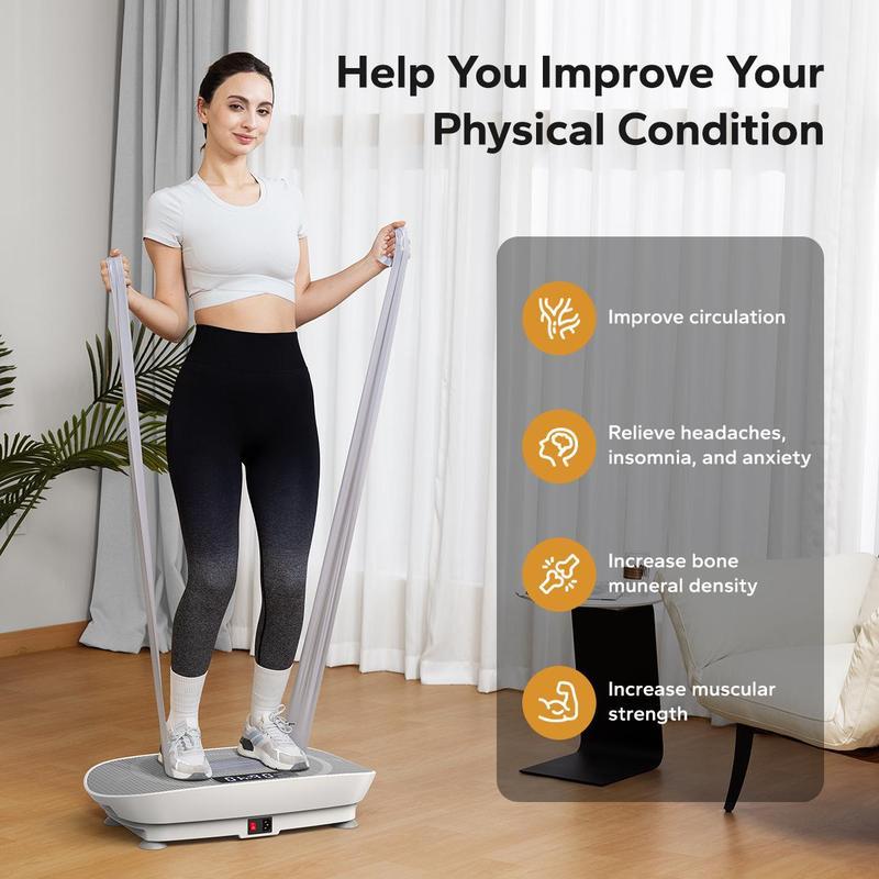 MERACH Vibration Plate Exercise Machine, Vibrating Plate with Bluetooth and LED Lights, Workout Equipment for Women, Vibration Plate for Lymphatic Drainage