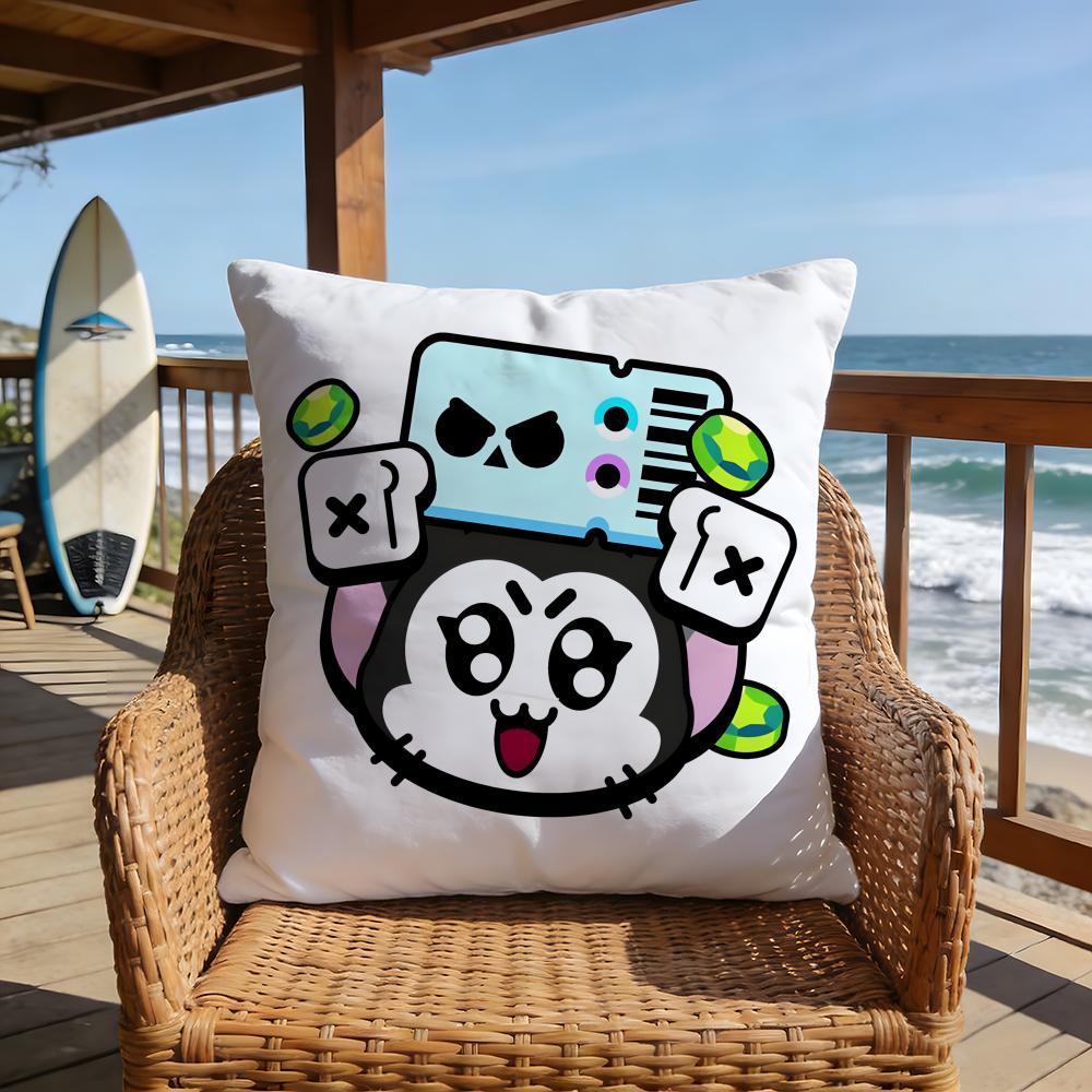 hot game Brawl Stars emoji meme Pillow Case 2026 new style printing Pillowcase Anti-dustmite Invisible zipper silky short plush Sofa cushion cover polyester microfiber queen king bed home