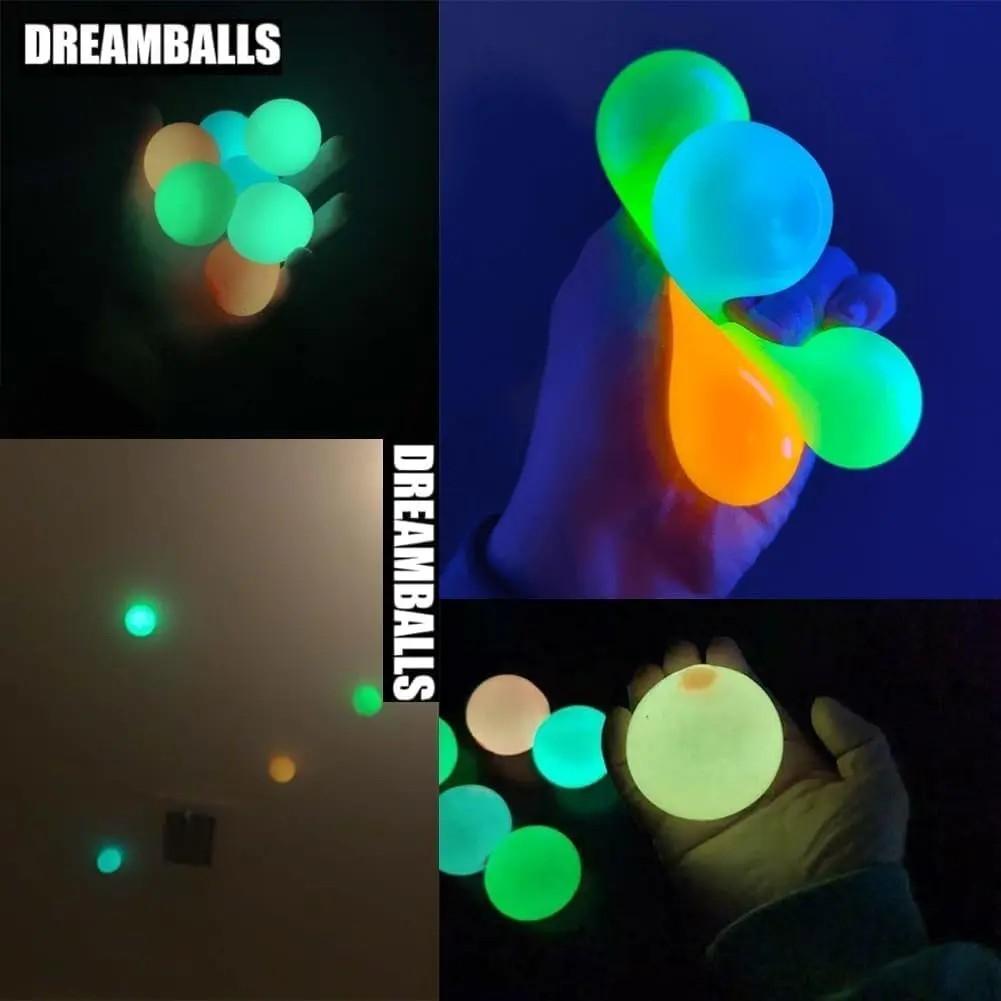 4/8/12 Piece Glowing Sticky Balls, Ceiling Sticky Balls, Glow-In-The-Dark Stress Relief Toys, Christmas Stocking Stuffers for All Ages