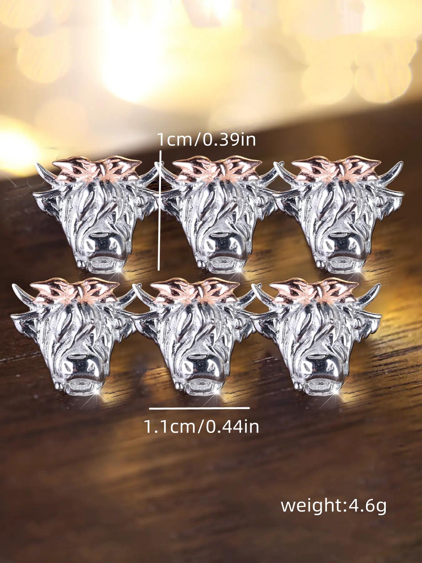 925 Sterling Silver Cute Bull Head Design Earrings, Pretty Studs, Punk Style Jewelry for Party, Daily Clothing Decor for Girl, Trendy All-match & Exquisite Jewelry for Gift