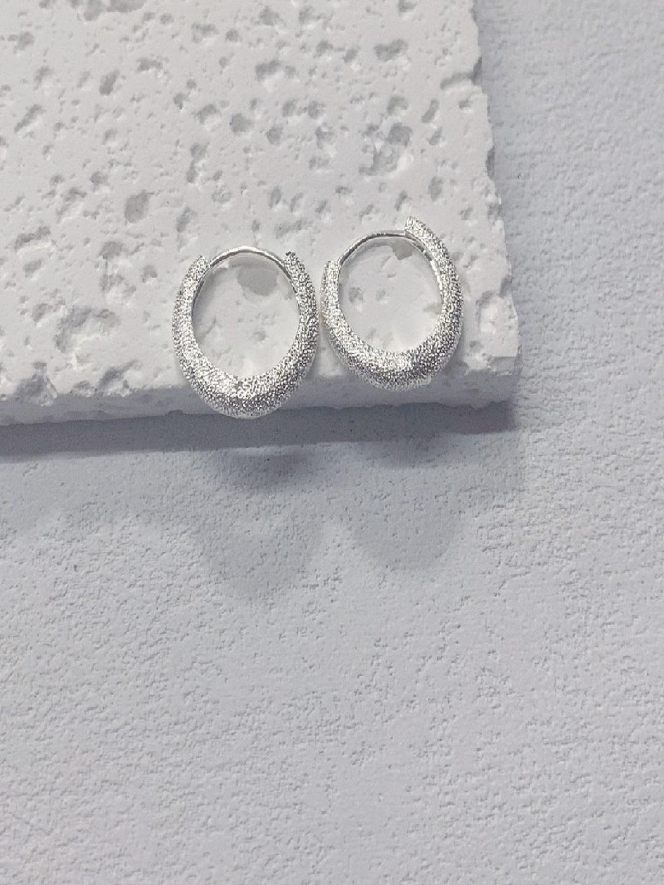 Shiny Sand Texture Earrings, Minimalist Fashion Women's Jewelry, Silver Color, Casual Style, All Seasons, No Choking Hazard