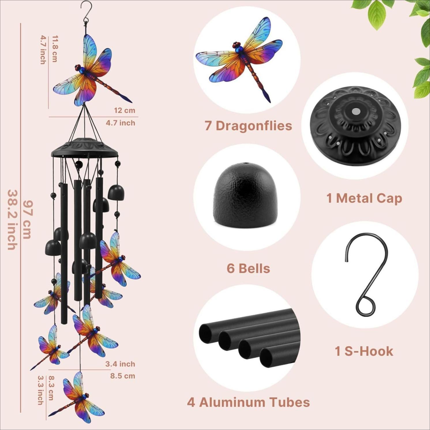 Vintage Hummingbird Wind Chime with Melodic Metal Tubes - Porch Mount Outdoor Garden Decor, Bird Lover Gift for Patio, Soothing Hanging Bell