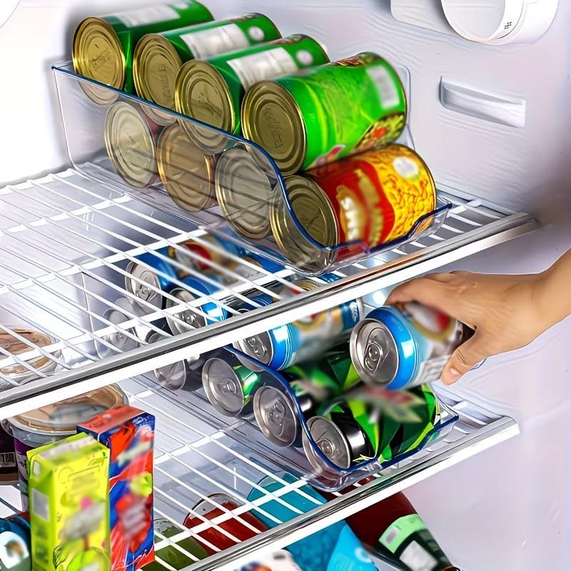 Clear Fridge Organizer Bins Space-Saving Stackable Storage Containers, Durable Acrylic Material for Soda Cans Energy Drinks, Angled Design Portable Organizer for Fridge Freezer Pantry Kitchen Countertop, Ideal for Home Office Party Drink Storage with Rand