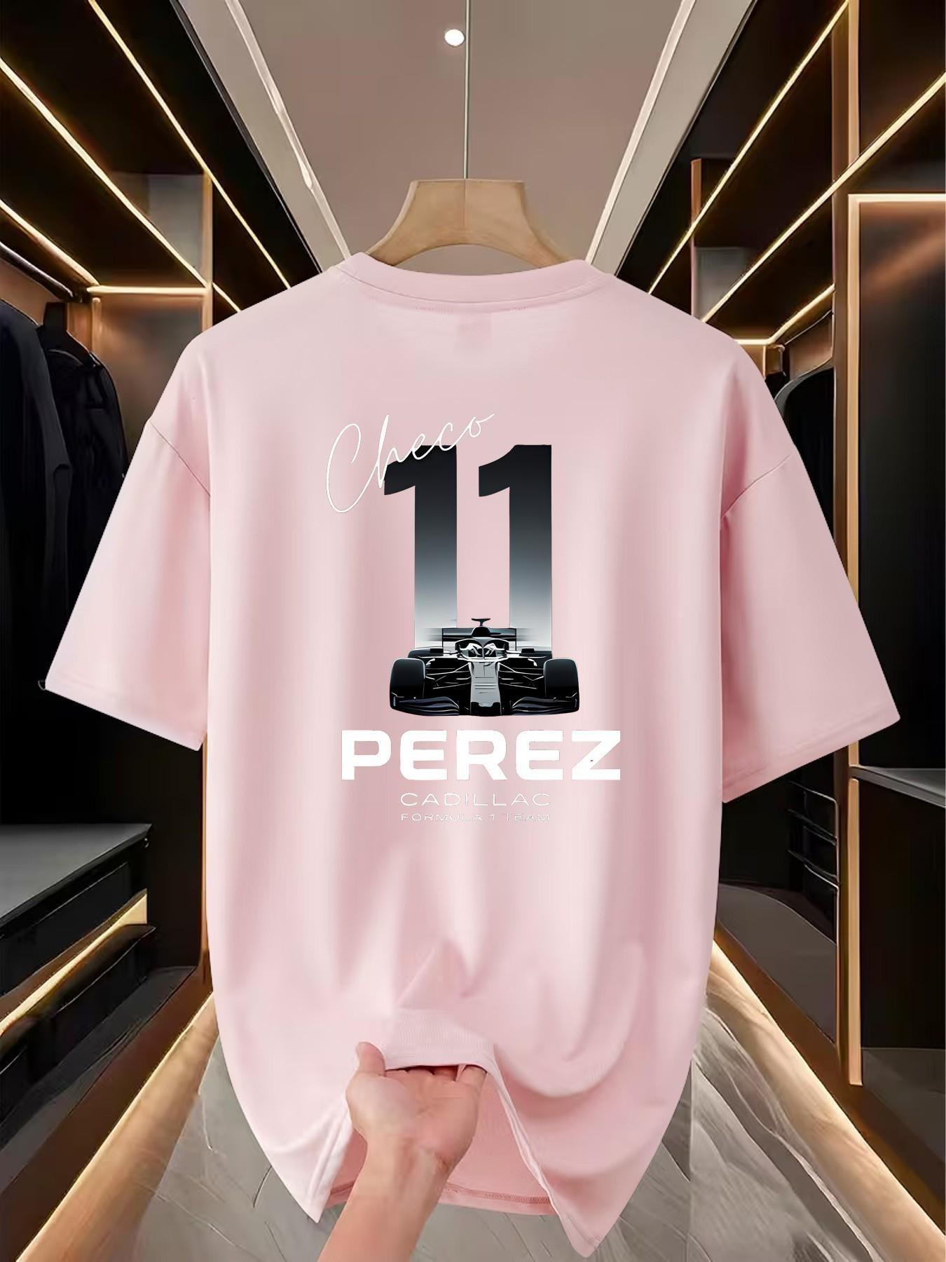 Cadillac F1 Racing Theme Print Short Sleeve, Casual Tee for Race Fans, Perfect for Watching Races, Daily Commute, Parties