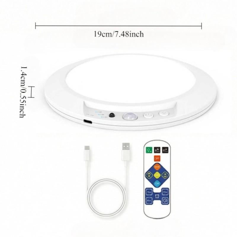 Magnetic Motion Sensor Ceiling Light, Remote Control, LED Battery Powered, Wireless, Dimmable, for Closet, Shower, Storage, Garage, Hallway