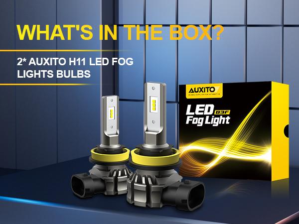 AUXITO H11/H8/H16 LED Fog Light Bulbs or DRL, 6000 Lumens 6500K Cool White Light/3000K Amber Yellow Light, 300% Brightness, CSP LED Chips Fog Lamps Replacement for Cars, Play and Plug (Pack of 2)