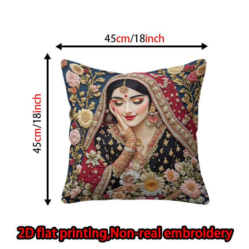 2D flat print 1pc short plush decoration single-sided pillowcase flowers shawls jewelry non-real embroidery Machine washable multi-size pillowcase suitable for bedrooms living rooms sofa(excluding pillow core)