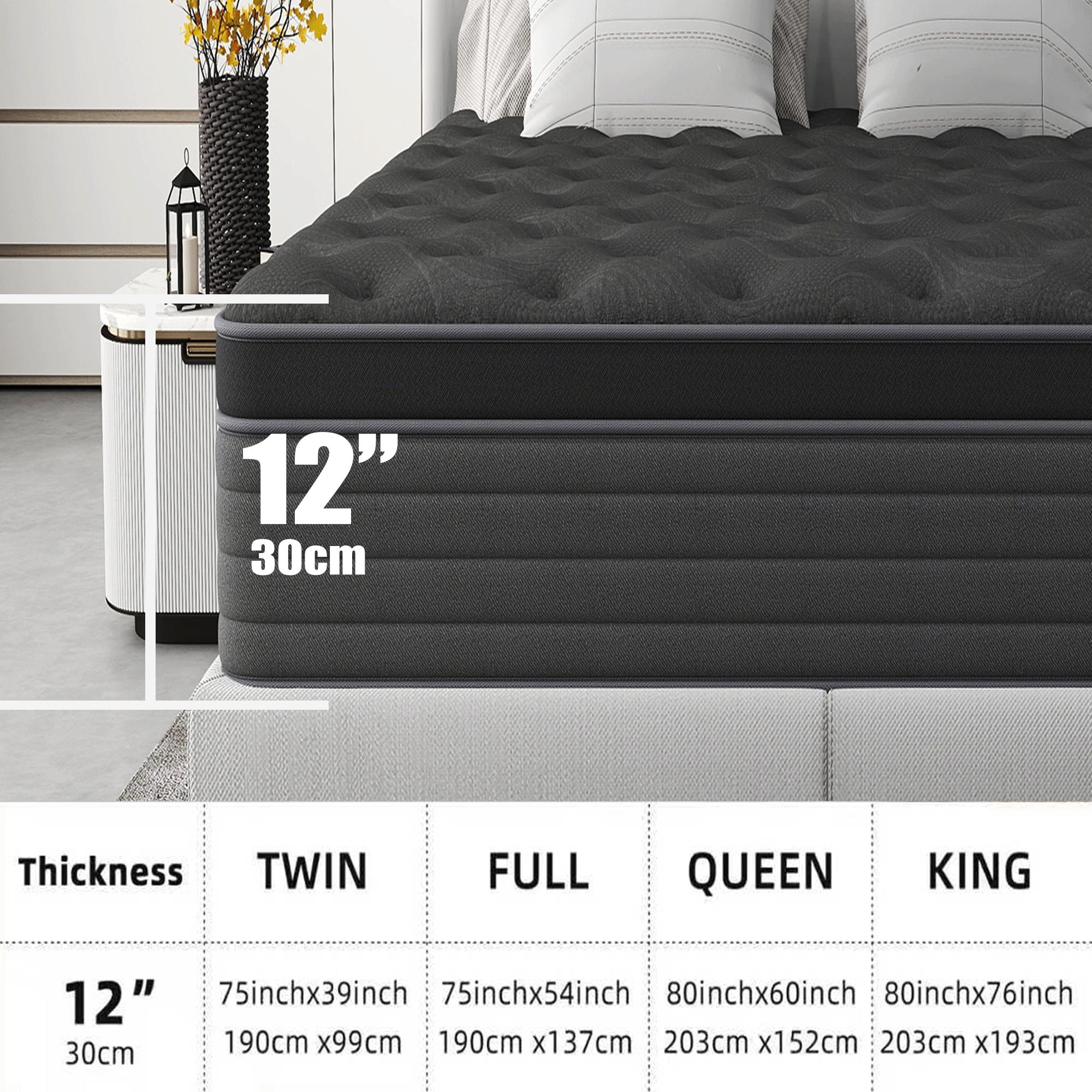 full size mattress 12-inch/14-inch black Mattress, colchones para cama Memory Foam, Pocketed Springs, Suitable for Homes and Hotels, Delivers a Comfortable and Supportive Sleeping Experience.Twin\King queen size mattress memory foam mattress