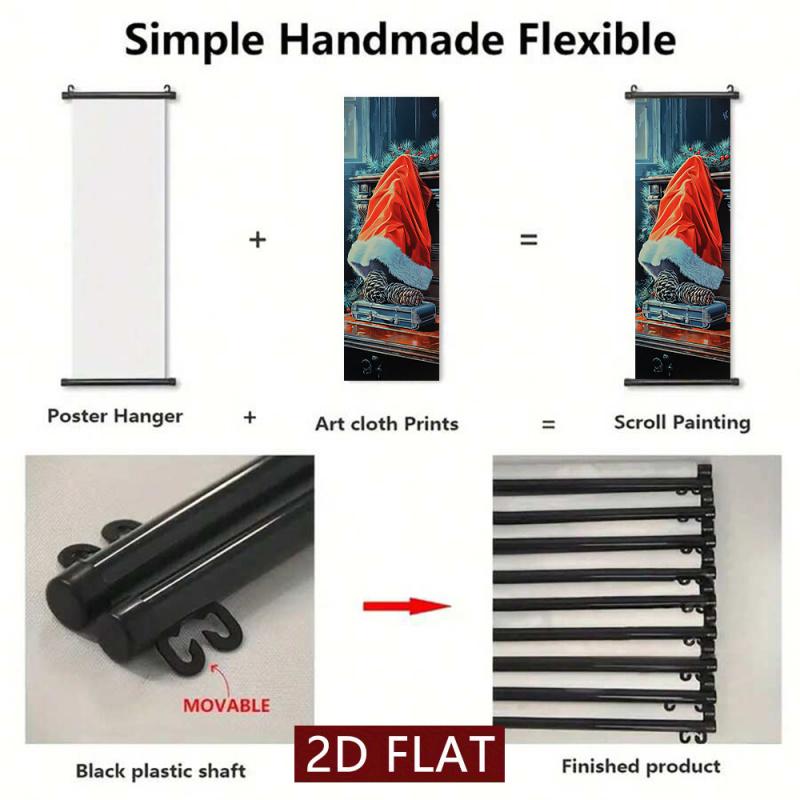 3Pcs Creative Christmas Hat Theme Hanging Scroll Poster Modern Minimalist Home Decor Paintings Odorless And Fade-Resistant Suitable For Bedroom Children'S Room Living Room Study Wall Decoration