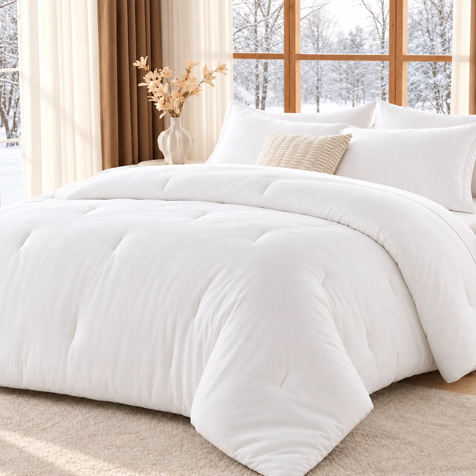 OS OMYSTYLE Lightweight Warm Comforter, Soft Down Alternative Duvet Insert with Dot Quilting, Cozy Winter Bedding, Machine Washable for Bedroom & Guest Room, Christmas & Holiday Gift Idea