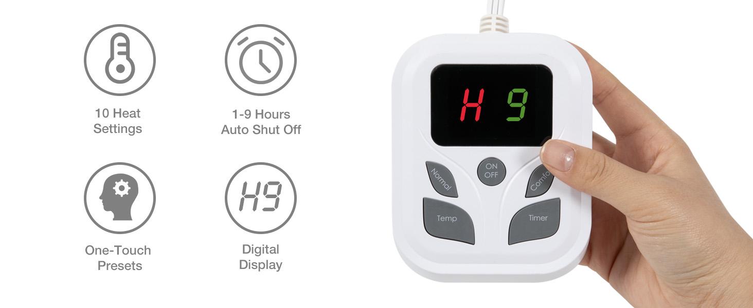 DailyLife Heated Mattress Pad, Electric Bed Warmer - 10 Heating Setting Dual Control with Timer for 9 Hours Auto Off, Machine Washable, Warming Mat, Gifts for Women, Mom, Mother’s Day, FathersDayGift