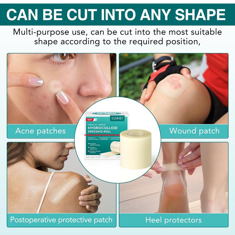 Elaimei Hydrocolloid Bandage 5cmx3.6m, Wound Healing Patch, Prevents Dirt, Reduces Friction, Breathable Comfort, Protects Skin, Medical Accessories, Aid Elaimei Hydrocolloid Bandage 5cmx3.6m, Wound Healing Patch, Prevents Dirt, Reduces Friction, Breathable Comfort, Protects Skin, Medical Accessories, Aid
