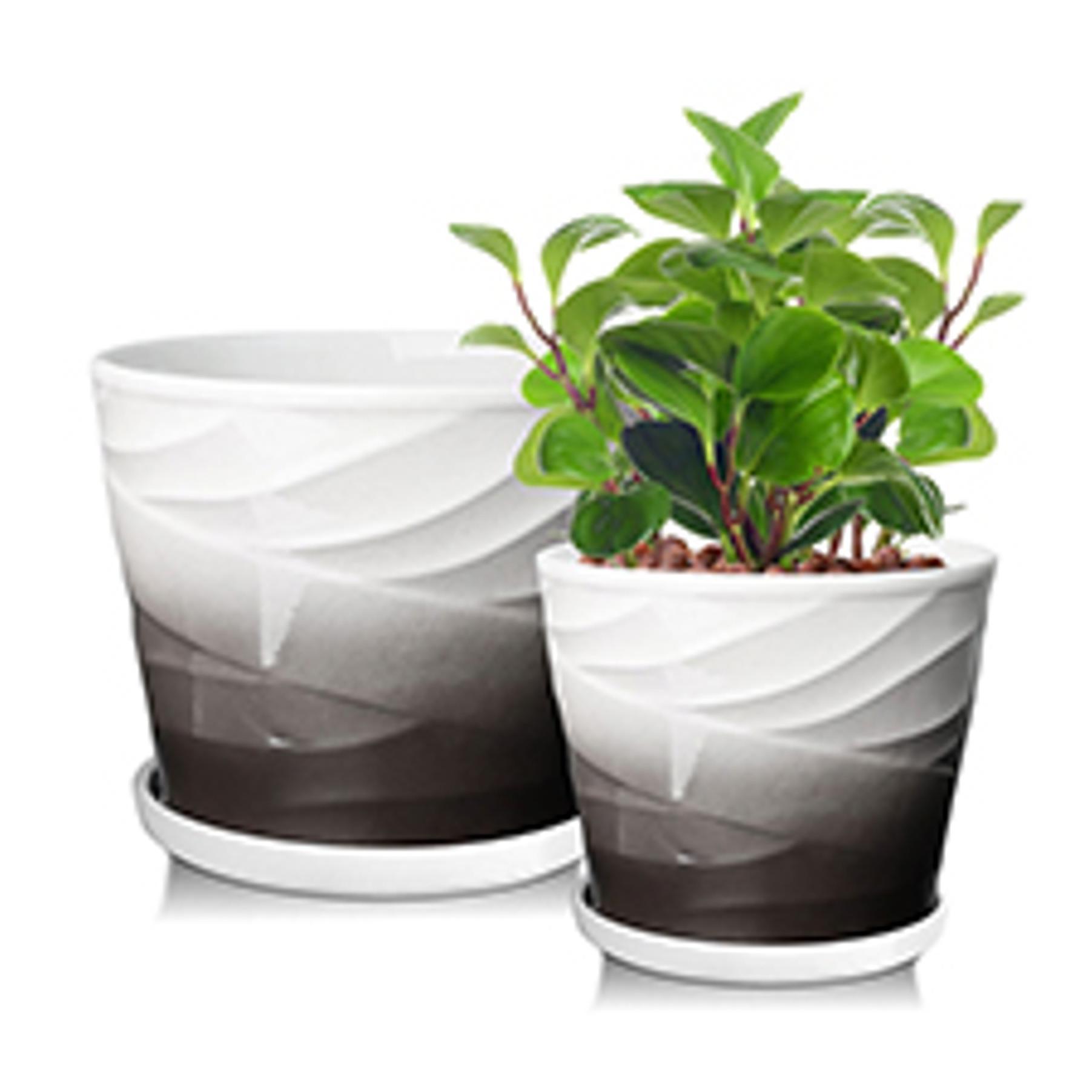8 Inch Plant Pot,Ceramic Planter with Drainage and Saucer,Ceramic Pots for Plants,Indoor Plant pots,Ceramic Flower pots(Pure White)