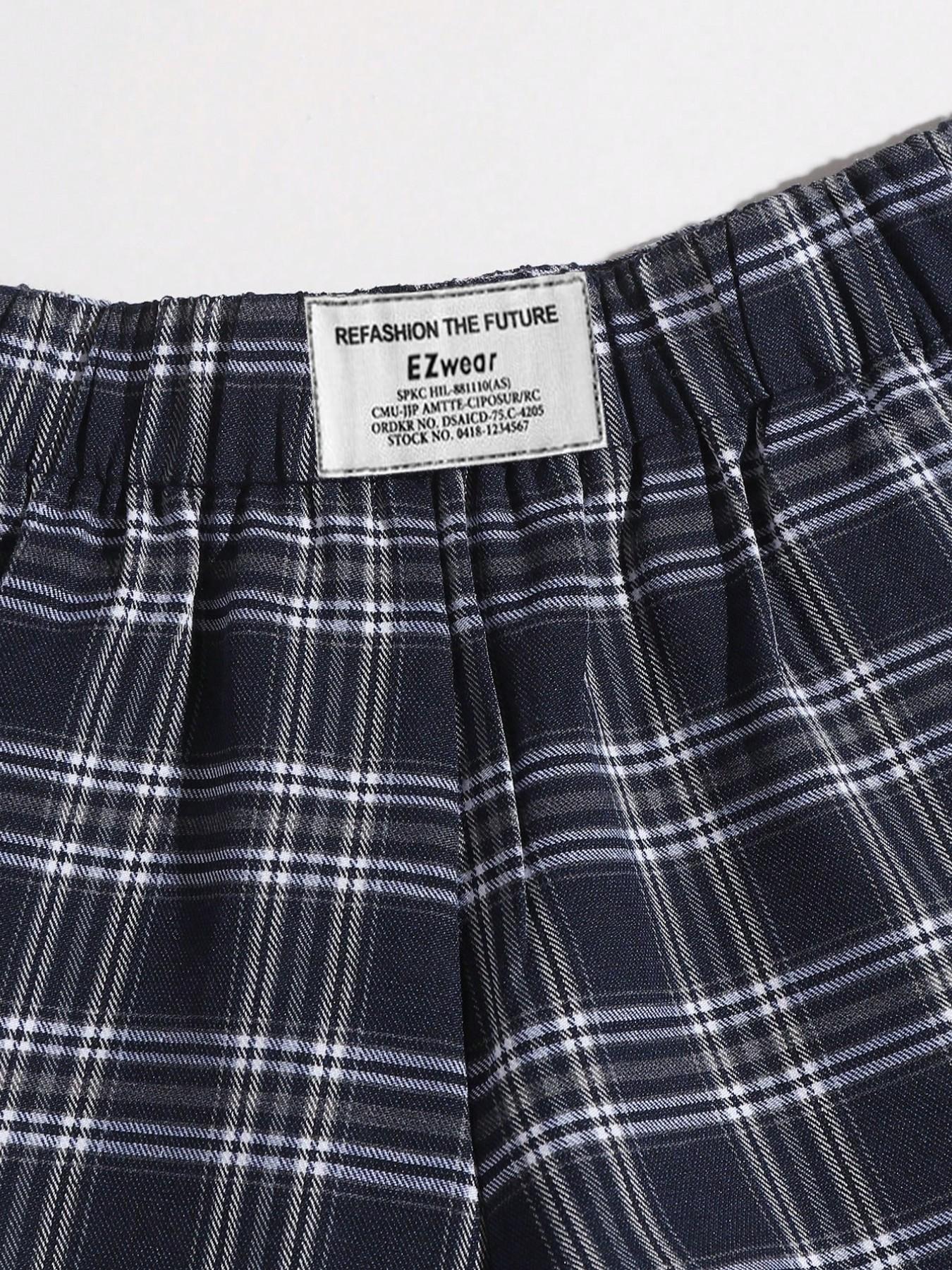 Women's Summer Outdoor Casual Shorts Bottom, All Over Plaid Print Elastic Waist Loose-Fitting Shorts for Daily Wear, Checkered Shorts, Womenswear