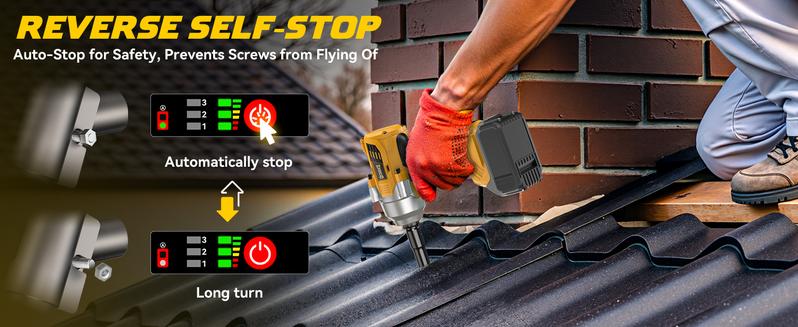 750Ft-lbs (1000N.m) Impact Wrench 1/2 inch Compatible with Dewalt 20V Battery (Battery NOT Included!), High Torque Brushless Impact Gun with 4-Mode Speed