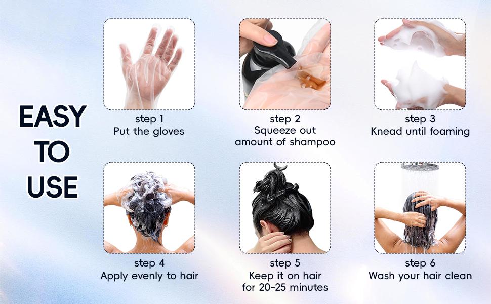 KAISASA Black 3 in 1 Hair Dye Shampoo - Can cover gray hairs, Contains Ginseng Extract, Natural Haircoloring, Plant Haircare, black hairdye