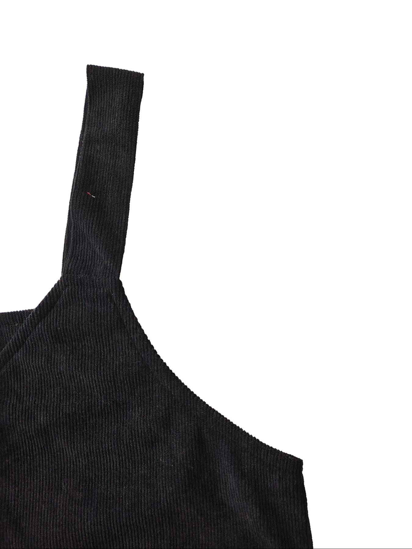 Women's Solid Color Corduroy Vest Dress without Sweater, Casual Sleeveless Straps Short Dress for Daily Wear, Ladies Clothes for All Seasons