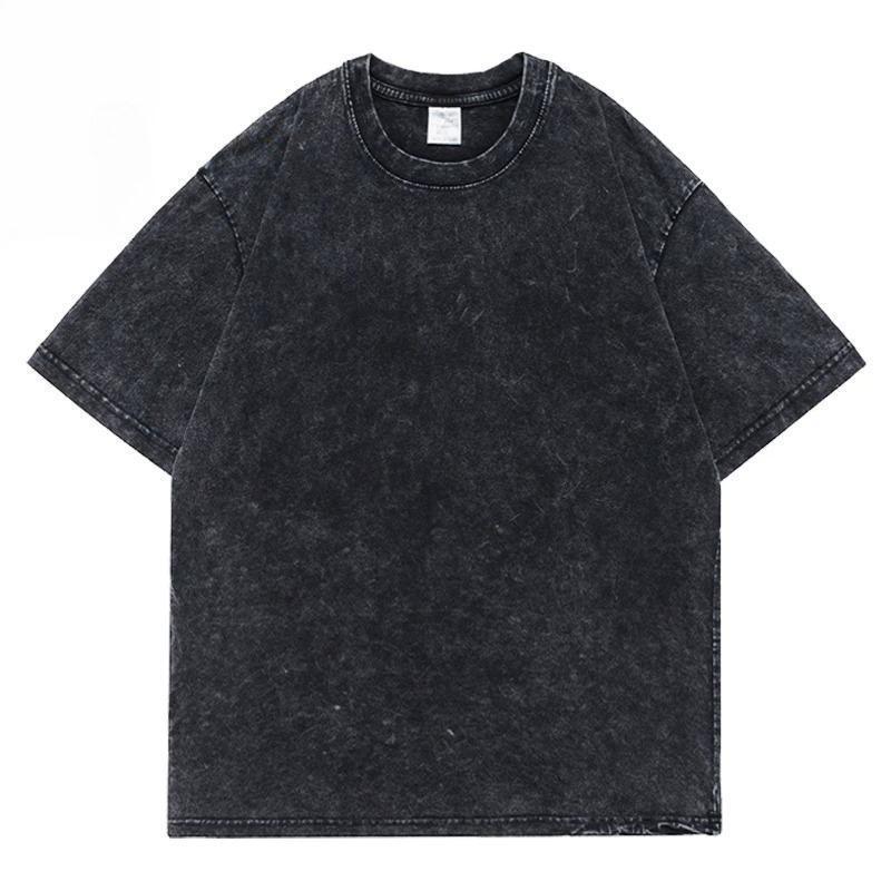 Men's 3-Pack Streetwear Cotton Short-Sleeve Tees - Plain Round Neck, Oversized Washed Retro, Unisex Hip Hop Harajuku Casual Summer Regular Fit Tops