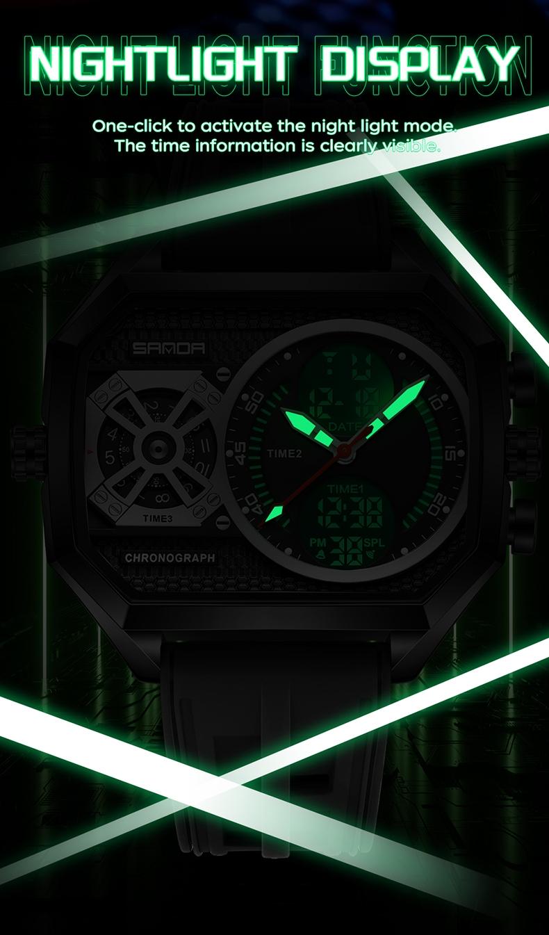 Sanda Multifunctional Digital Watch, Alloy Case, Waterproof, Luminous, Stopwatch, Alarm, Hourly Chime, Perfect Birthday Gift