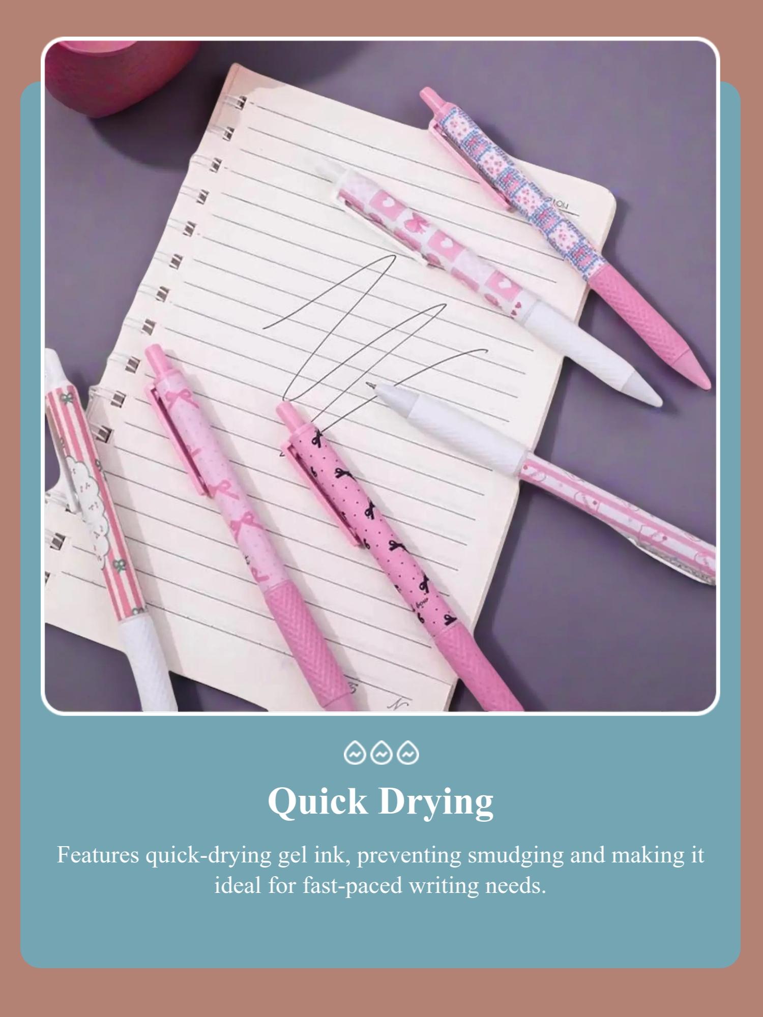 Bow Pattern Press Gel Pen, 6/12/18-Count Quick-Drying Gel Pen Set, Smooth Writing Gel Ink Pens for Home, Office and School, Japanese Aesthetic Stationery Supplies