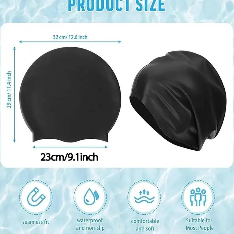 Extra Large Braided Hair Silicone Swim Cap, Waterproof, Keeps Hair Dry, Suitable for Adults and Teens, Easy to Wear, Swimming Hat